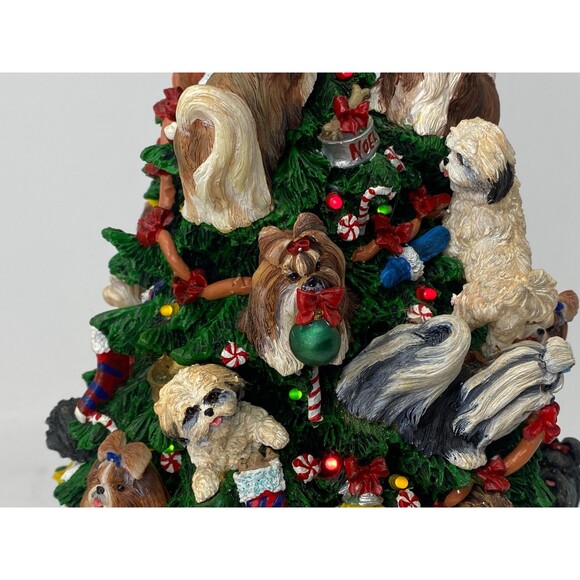 Danbury Mint Shih Tzu Christmas Tree Lighted Dog Puppy Holiday Decor Complete - Picture 8 of 16